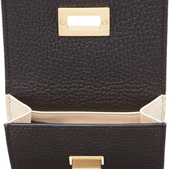 NWT Fendi Selleria Tri Fold Black Leather Micro Wallet Billfold Gold COA 8M0415 - Picture 12 of 13